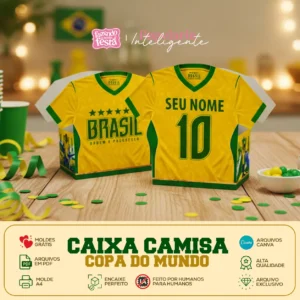 Caixa Camisa Copa do Mundo 2026 (Molde no Canva)